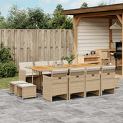 Tuinset 13-delig poly rattan beige acaciahout
