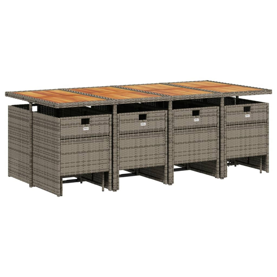 13-delige tuinset met kussens, grijs polyrotan