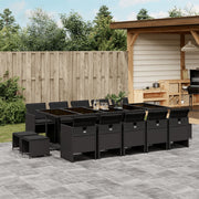 Tuinset 15-delig poly rattan zwart met kussens