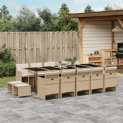 15-piece Garden Furniture Set with Cushions, Poly Rattan Beige