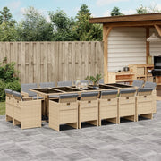 15-Piece Garden Furniture Set with Cushions Poly Rattan Mixed Beige
