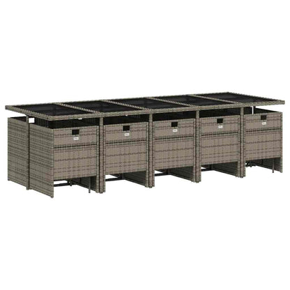 15-delige tuinset met kussens, grijs polyrotan