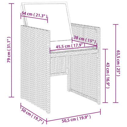 15-delige tuinset met kussens, grijs polyrotan