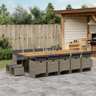 15-Piece Garden Furniture Set with Cushions, Poly Rattan Grey