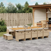 Tuinset 15-delig poly rattan beige met kussens