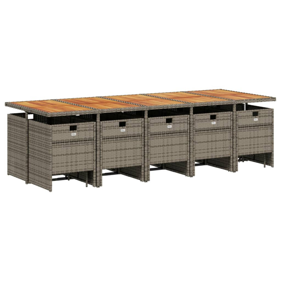 15-delige tuinset met kussens, grijs polyrotan