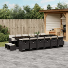17-piece Garden Set with Cushions Poly Rattan Black