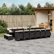 17-piece Garden Set with Cushions Poly Rattan Black