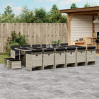 17-Piece Garden Lounge Set with Cushions Poly Rattan Light Grey