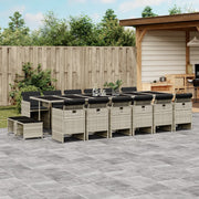 17-Piece Garden Lounge Set with Cushions Poly Rattan Light Grey