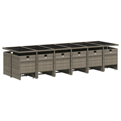 17-delige tuinset met kussens, grijs polyrotan