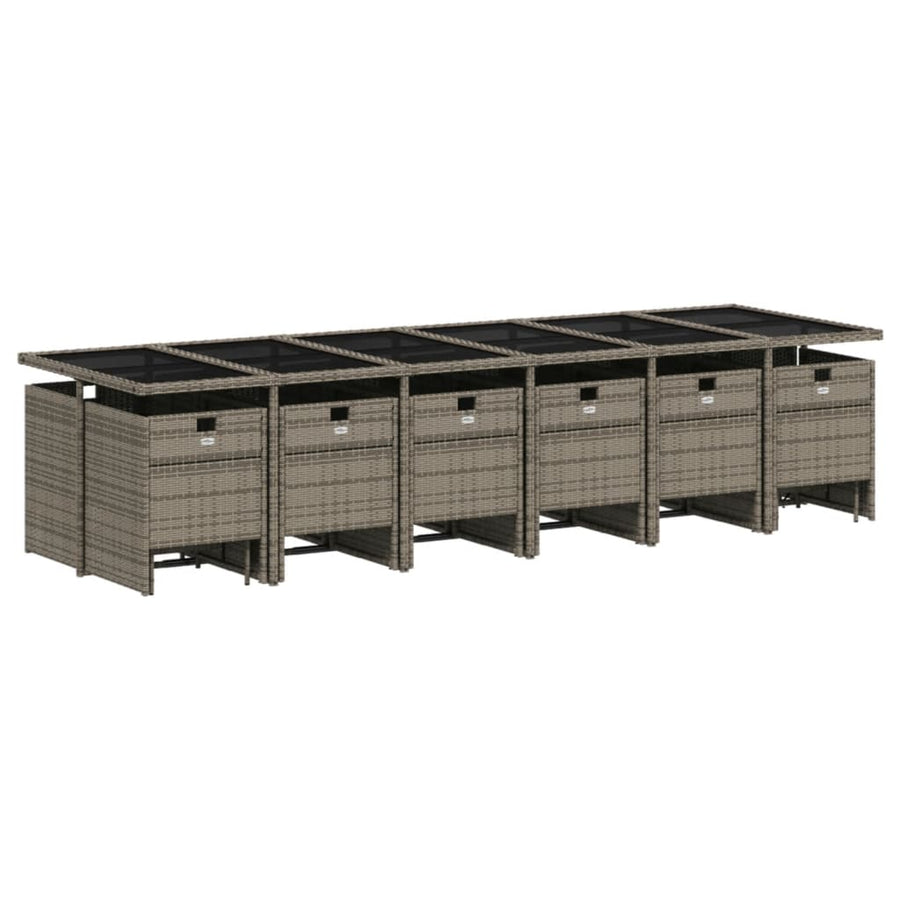 17-delige tuinset met kussens, grijs polyrotan