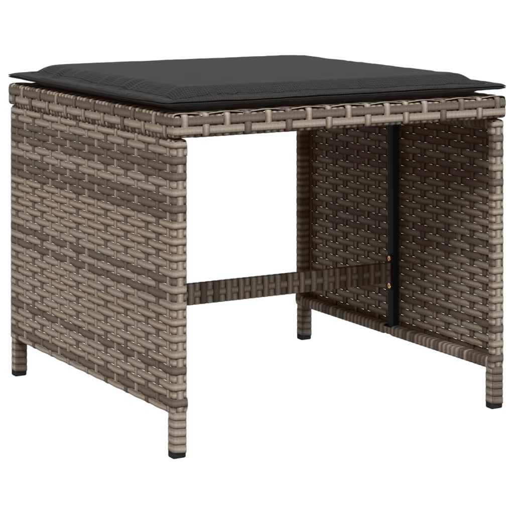 17-Delige Tuinset Met Kussens Poly Rattan 16 Grijs Hout