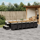 17-piece Garden Set with Cushions Poly Rattan Black