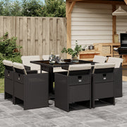 Tuinset 9-delig poly rattan zwart