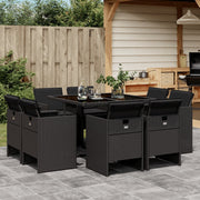 Tuinset poly rattan 9-delig zwart