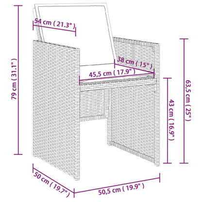 9-delige tuinset met kussens, grijs polyrotan