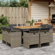 Tuinset 9-delig poly rattan grijs