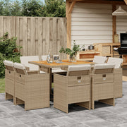 Tuinset 9-delig poly rattan beige met kussens
