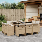 Tuinset 11-delig poly rattan beige met kussens