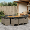 11-Piece Garden Furniture Set with Cushions Poly Rattan Grey