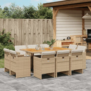 Tuinset poly rattan 11-delig beige met kussens