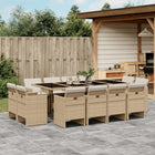 13-delige Tuinset met kussens poly rattan beige