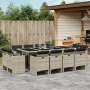 Tuinset 13-delig poly rattan lichtgrijs met kussens