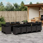 15-piece Garden Furniture Set with Cushions, Poly Rattan Black