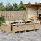 15-piece Garden Furniture Set with Cushions, Poly Rattan Beige