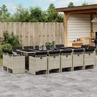 15-piece Garden Lounge Set with Cushions Poly Rattan Light Grey