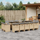 15-Piece Garden Furniture Set with Cushions Poly Rattan Mixed Beige