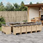 Tuinset 15-delig poly rattan gemengd beige
