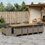 Tuinset 15-delig poly rattan grijs