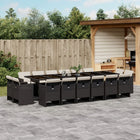 Tuinset 17-delig poly rattan zwart met kussens
