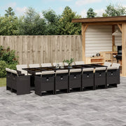 Tuinset 17-delig poly rattan zwart met kussens