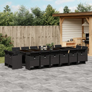 Tuinset 17-delig poly rattan zwart met kussens