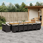17-piece Garden Set with Cushions Poly Rattan Black