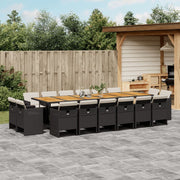 Tuinset 17-delig poly rattan zwart met kussens
