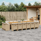 17-piece Garden Furniture Set with Cushions, Poly Rattan, Beige