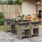 Tuinset 5-delig poly rattan grijs