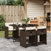 Tuinset 5-delig poly rattan bruin met kussens