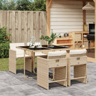 5-piece Garden Set with Cushions, Poly Rattan, Beige