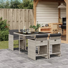 5-piece Garden Lounge Set with cushions poly rattan light grey