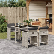 Tuinset 5-delig poly rattan lichtgrijs met kussens