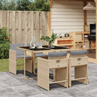 5-piece Garden Set with Cushions Poly Rattan Mixed Beige