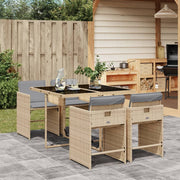 Tuinset 5-delig poly rattan gemengd beige