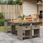 Tuinset poly rattan grijs 5-delig met kussens