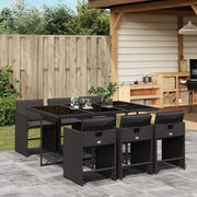 Tuinset 7-delig poly rattan zwart met kussens