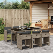 Tuinset 7-delig poly rattan grijs